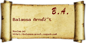 Balassa Arnót névjegykártya